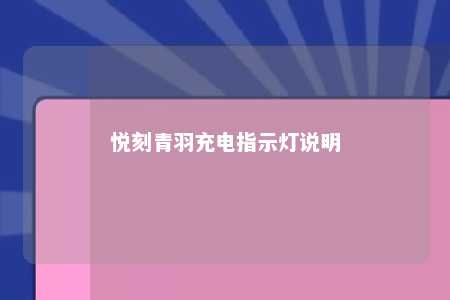 悦刻青羽充电指示灯说明